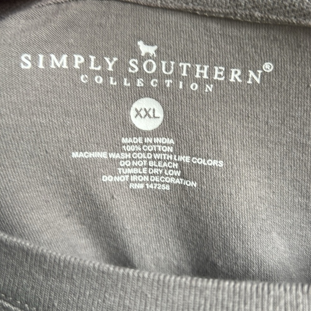 Simply Southern Gray Mud Life Long Sleeve T-Shirt Size XXL 2X 100% Cotton - Picture 3 of 3